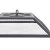 Image 7: Outdoor Square-Shaped Fire Pit BBQ Grill Table with Bottom Shelf 