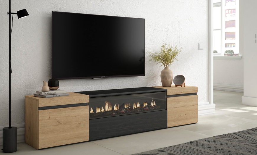 Image 1: Meuble TV avec cheminée électrique ou espace de rangement