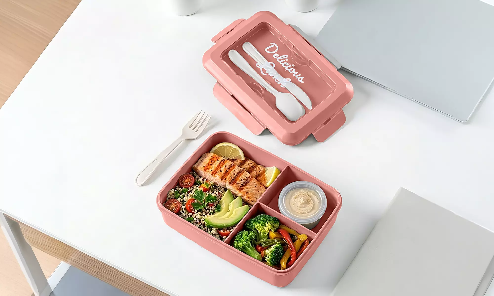 2-teiliges Lunchbox-Set 1300 ml mit Besteck