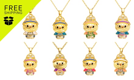 BTS x Labubu Bejeweled Pendant Necklace - LEP005001 - Blue