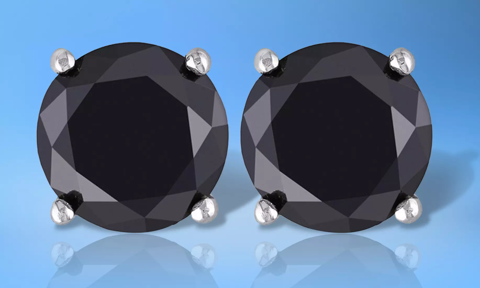 Paris Jewelry 14K White Gold 1/2 (0.5) ct Black Diamond Stud Earrings