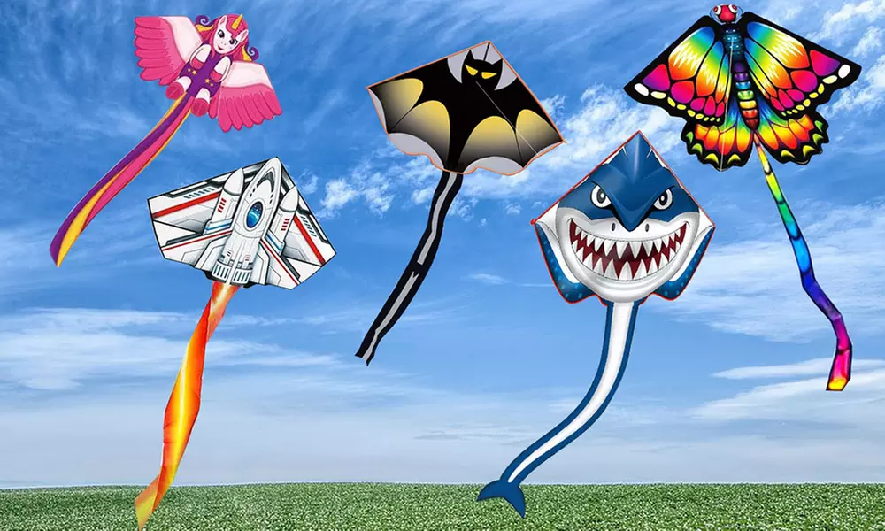 Assorted Flying Kites with Tail for Kids and Adults