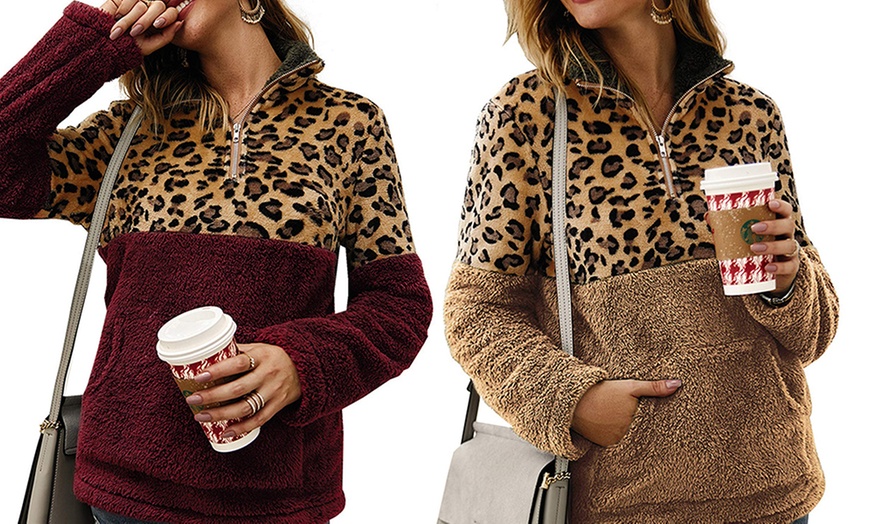 Image 5: Animal Print Plush Sweater