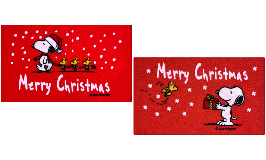 Image 2: 1 of 2 Snoopy deurmatten in kerst-ontwerp