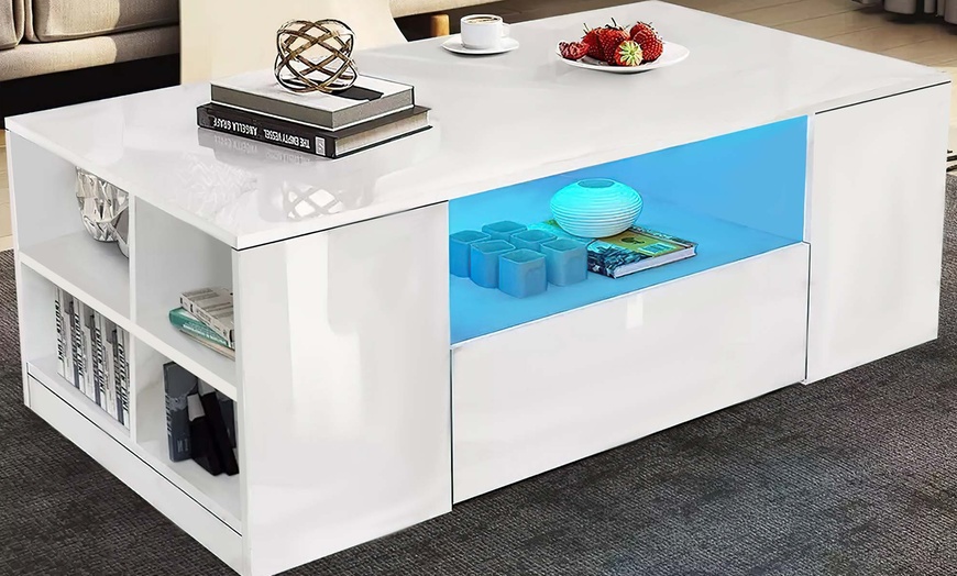 Image 12: High Gloss LED Coffee and Side Table Range
