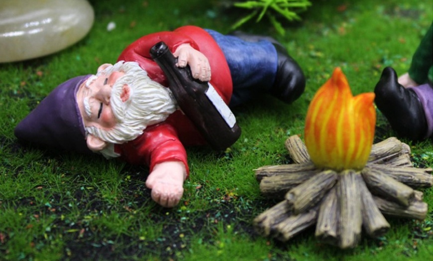 Image 7: Four-Piece Mini Drunk Garden Gnomes Set