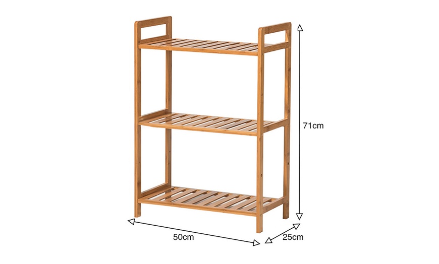 Image 3: Bamboo Wood-Tiered Book Storage Shelf Collection
