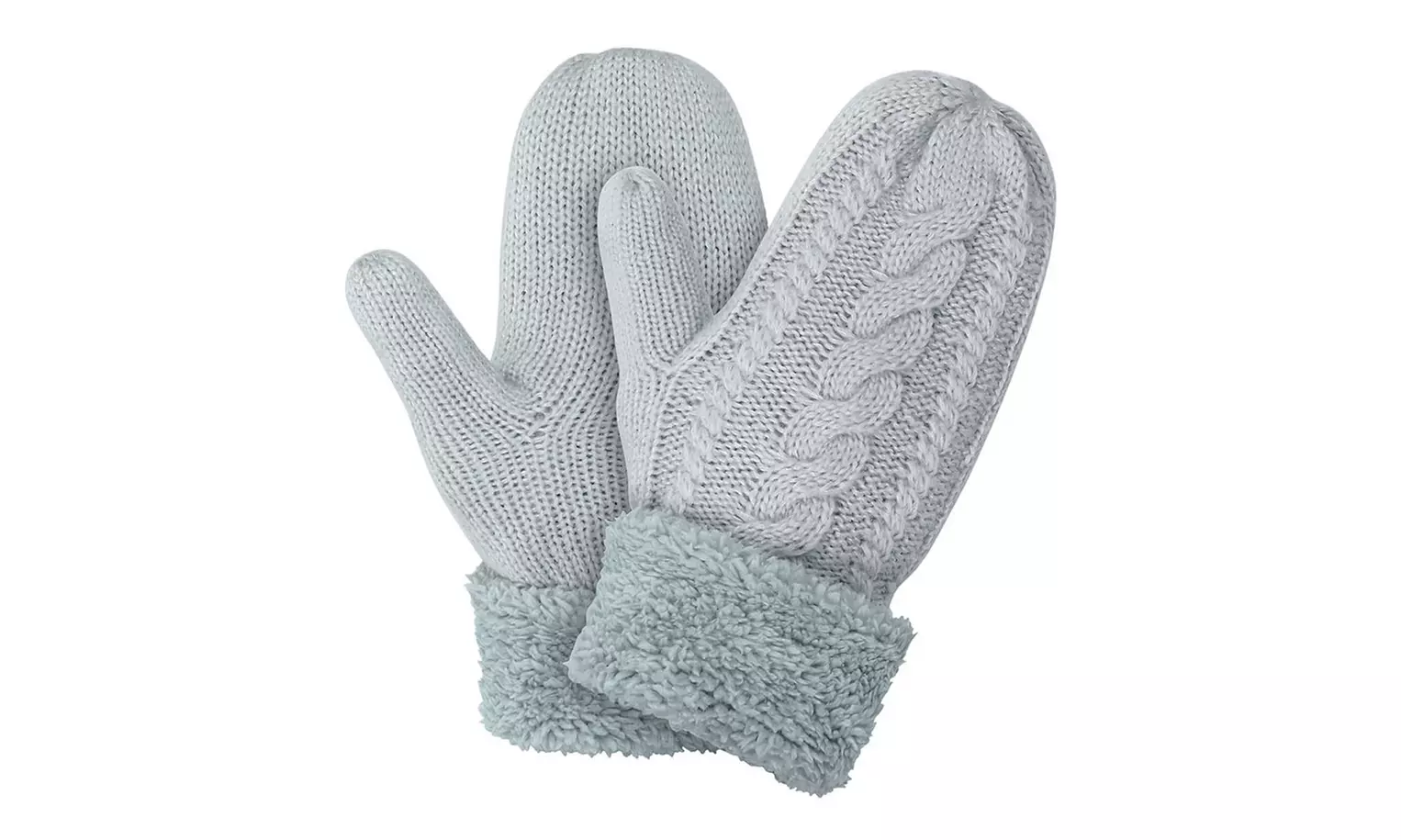 Women's Cozy Winter Knit Mitten Gloves With Fleece Lining
