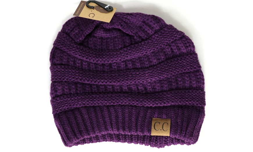 Image 2: Cheveux Corp. Women's Solid Classic CC Beanie 