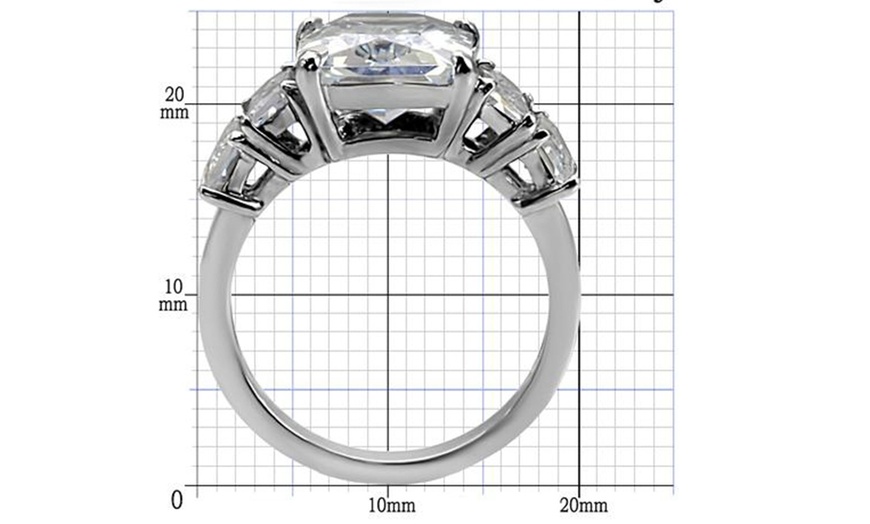 Image 2: Women's Radiant Cut CZ Stainless Steel Engagement Ring - 9.50 Carat Total