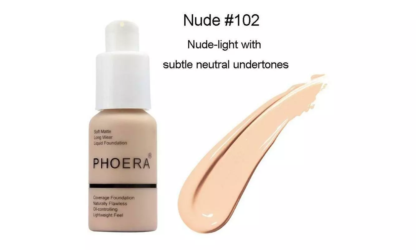 Phoera Foundation Makeup Full Coverage Liquid Base Brighten Long Lasting Shade