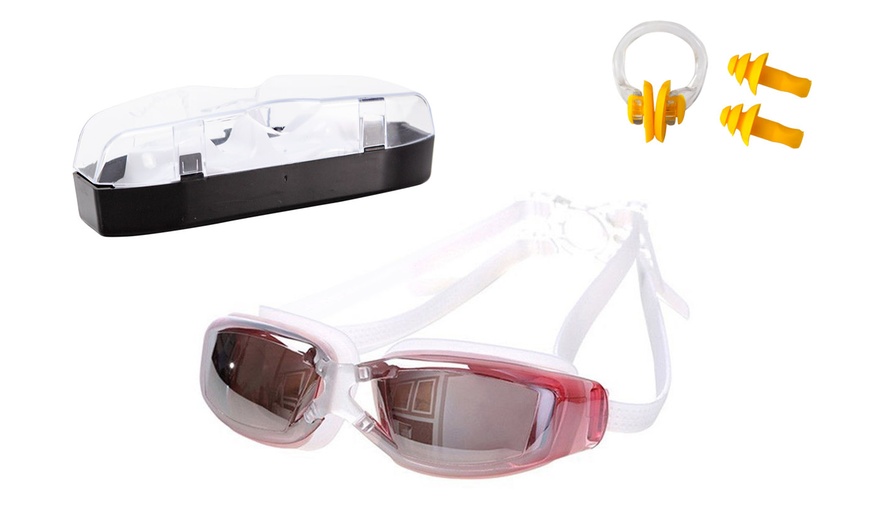 Image 3: Swim Goggles,Adjustable Swimming Goggles No Leaking Anti Fog UV Protection