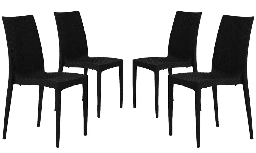 Set di 4 sedie da giardino in polipropilene stile Rattan