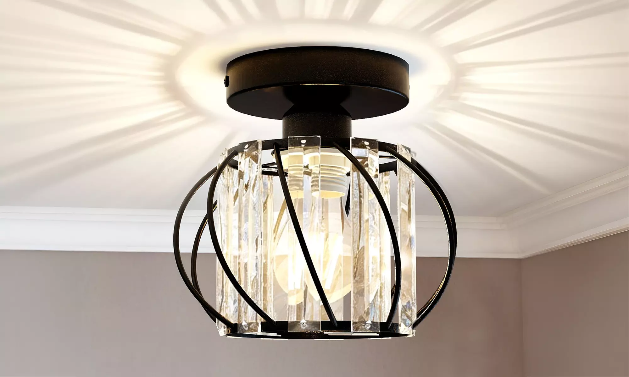 Emitto Crystal Semi-Flush Ceiling Light with 1-Light & 3-Light Options