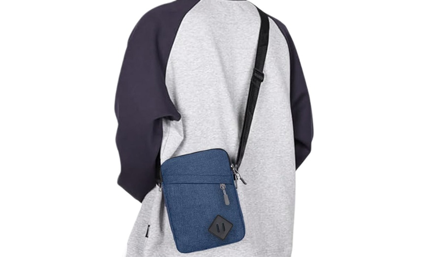 Image 18: Men's Oxford Crossbody Shoulder Bag with Adjustable Strap