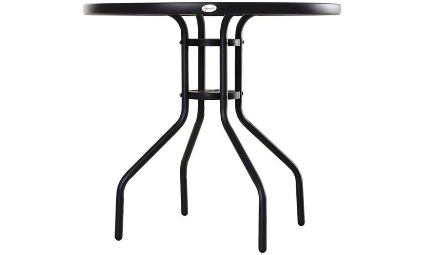 Image 4: Outsunny Outdoor Glass Top Table