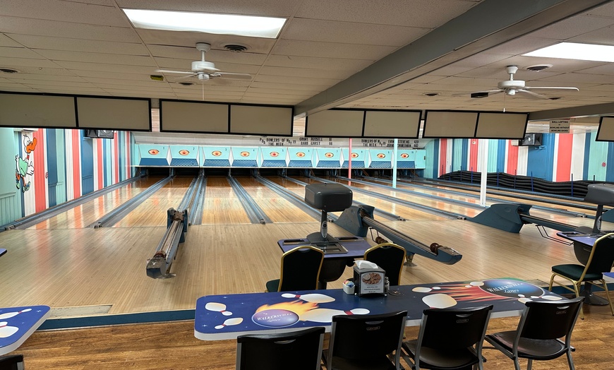 Image 1:  2 Hours of Bowling + Shoe Rental w/ Optional Slice of Pizza & Soda -2
