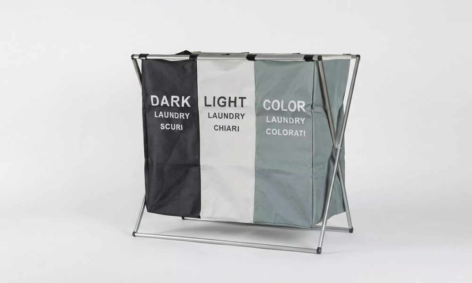 Panier à linge avec trois compartiments pour le tri