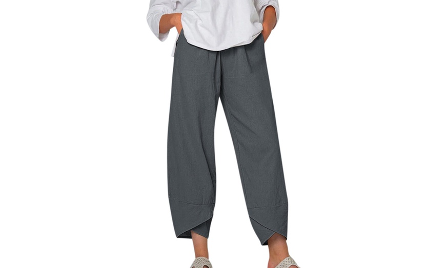 Image 3: Womens Elastic Waist Loose Pants 