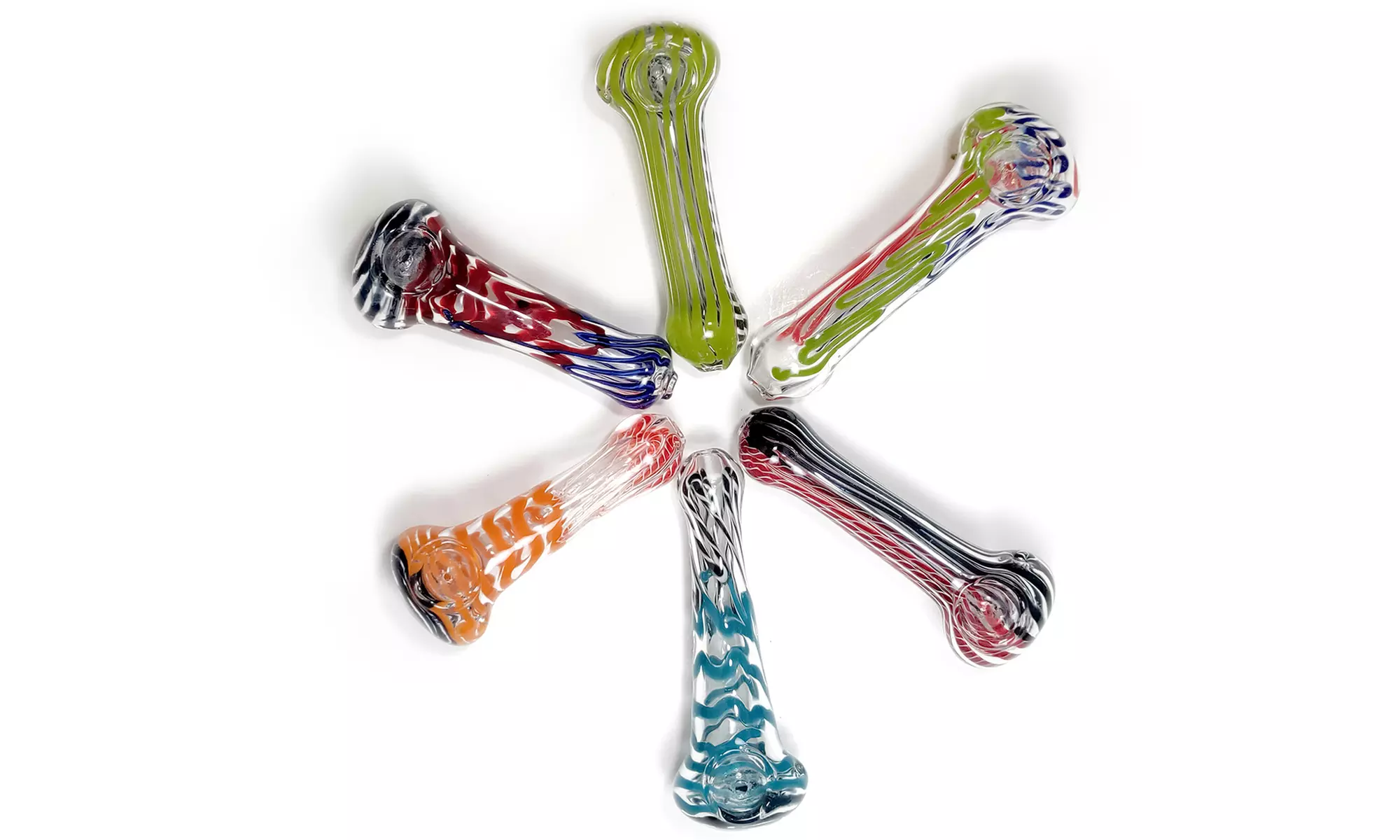 4'' Multi-Colored Glass Spoon Tobacco Handpipe with Grinder
