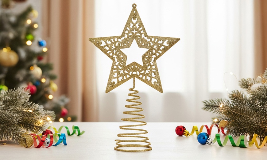 Image 18: Gold and Silver Star Christmas Tree Toppers