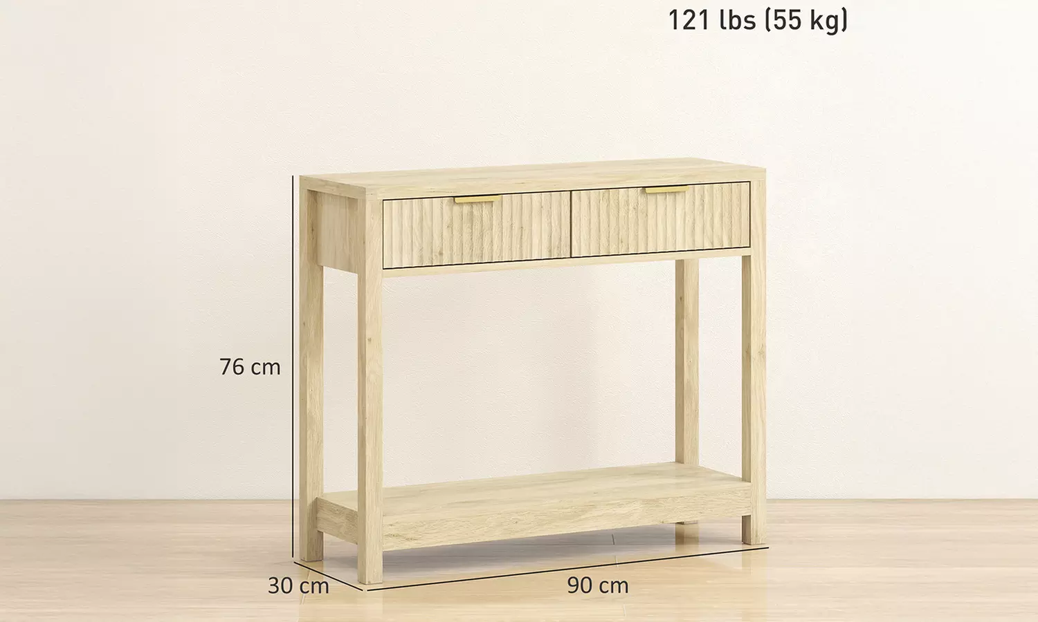 HOMCOM Console Table with Fluted Drawers