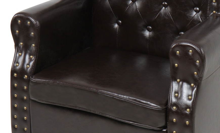 Image 6: Faux Leather Armchair and Footstool 