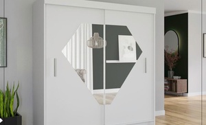 Free-Standing Wardrobe with Diamond-Shaped Mirror