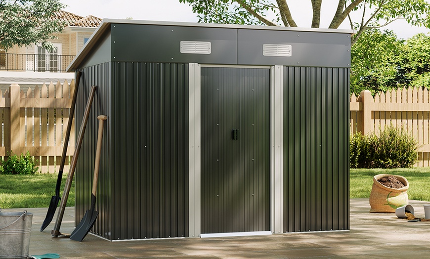 Image 9: Outdoor Garden Compact Metal Storage Shed