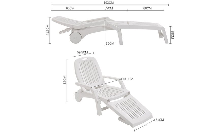 Image 5: Three-Section Reclining Folding Lounger