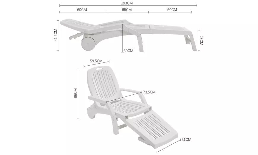 Image 5: Three-Section Reclining Folding Lounger