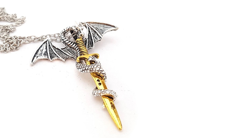 Image 1: Dragon with Sword Necklace