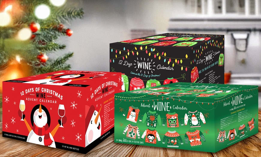 Image 1: The Ultimate Holiday Wine Advent Calendar: 12 or 24 Mini Bottles