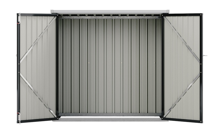 Image 3: Lockable Metal Storage Shed with Sloped Roof Design