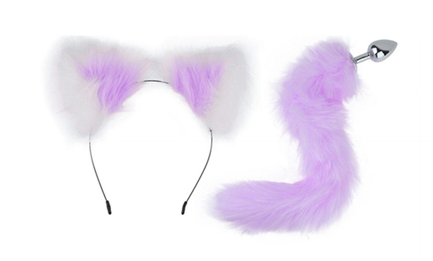 Image 5: Metal Anal Plug Fox Tail Cute Cat Ears Head Hoop Set Cosplay Toy Games