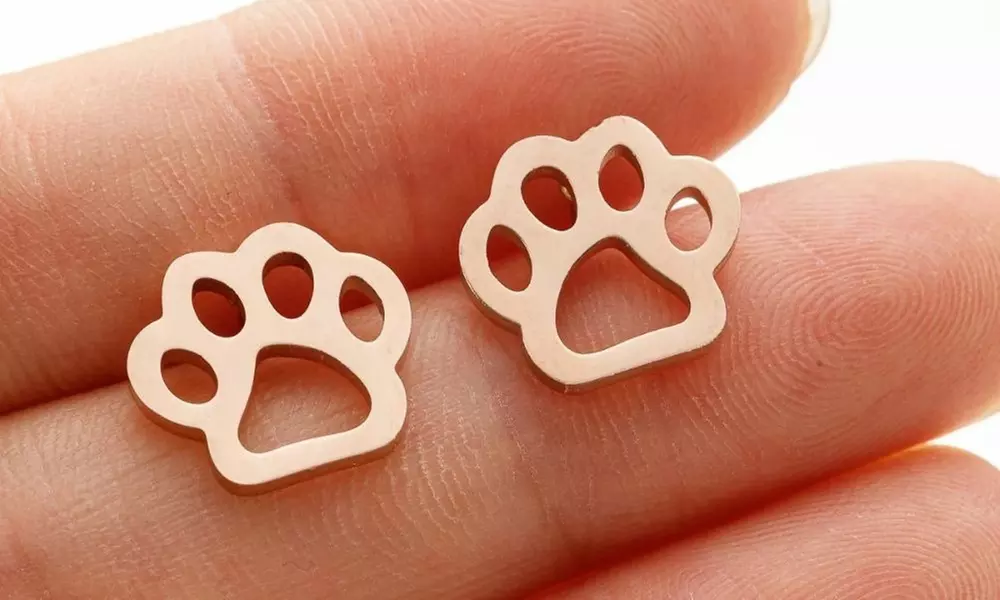 Stainless Steel Paw Print Fashion Stud Earrings - Multiple Options