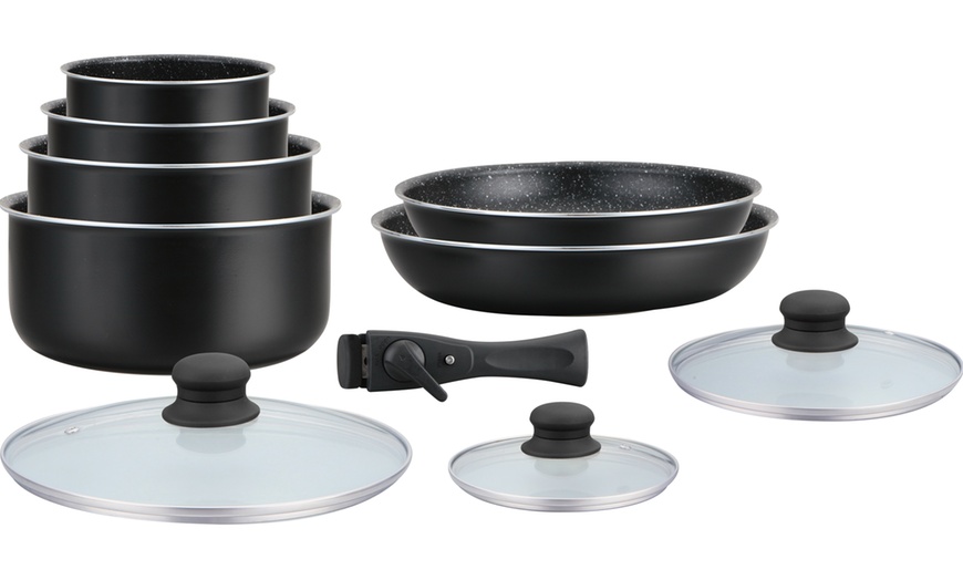 Image 4: Batería de cocina de 10 piezas con revestimiento efecto piedra