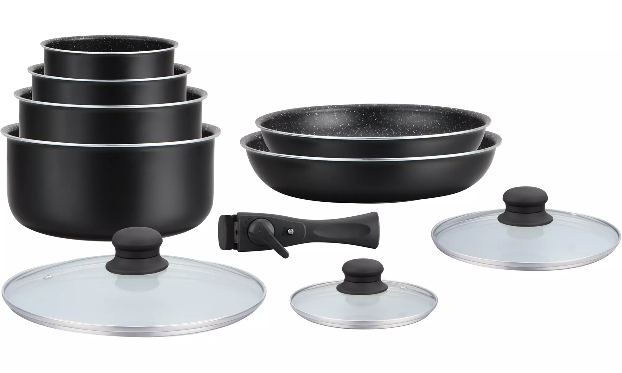 Batería de cocina de 10 piezas con revestimiento efecto piedra