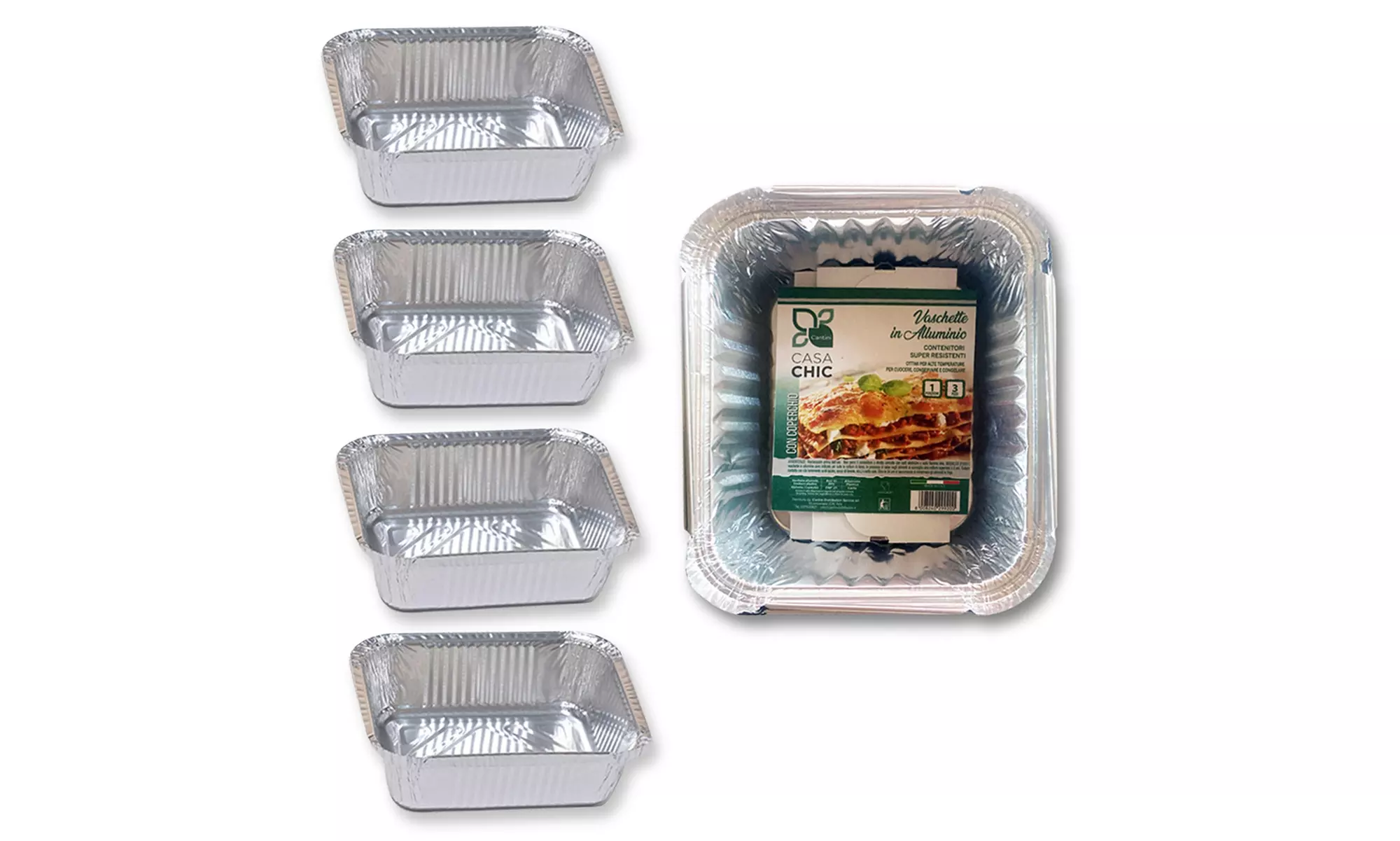 Fino a 192 contenitori in alluminio per alimenti