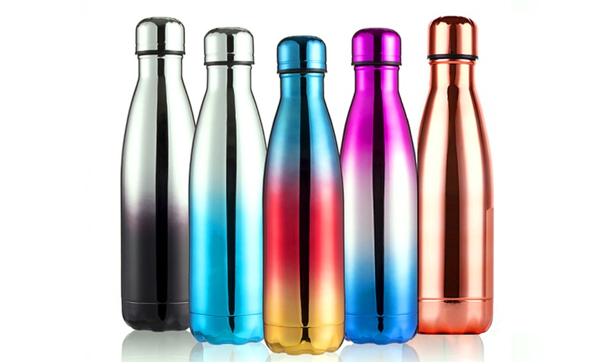 Image 1: Reusable Metallic Water Bottle