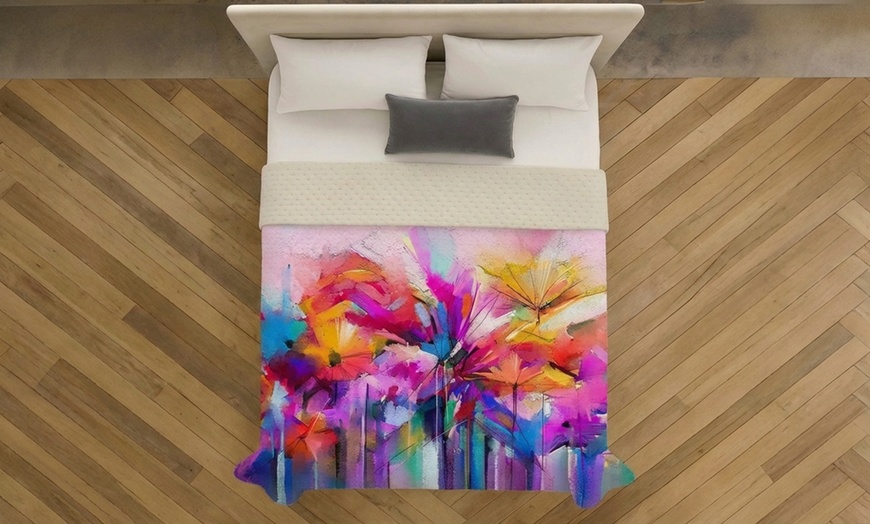 Image 7: Couvre-lit léger italien avec impression 3D pour lit double