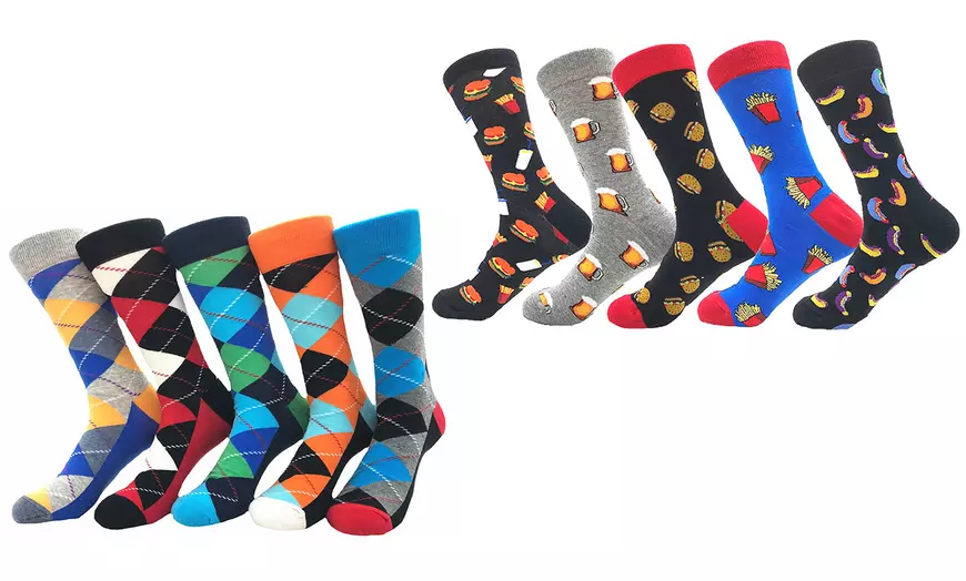 Image 1: 1, 5 o 10 pares de calcetines de caña alta con diseño estampado