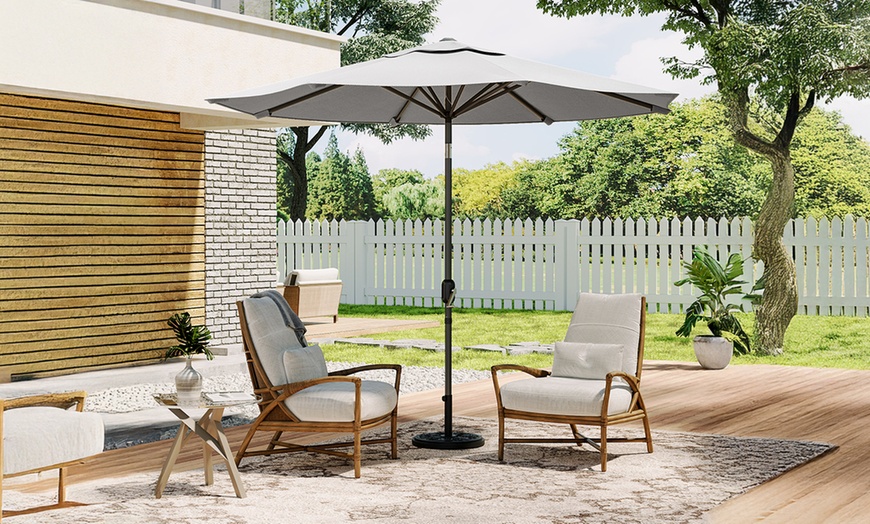 Image 1: Outdoor Large 3M Rotating Parasol with Multiple Base 