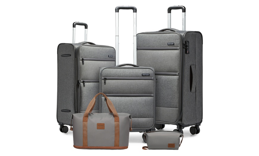 Image 8: Kono 5-Piece Suitcase Set; 20/24/28 Inch, Durable & TSA-Approved