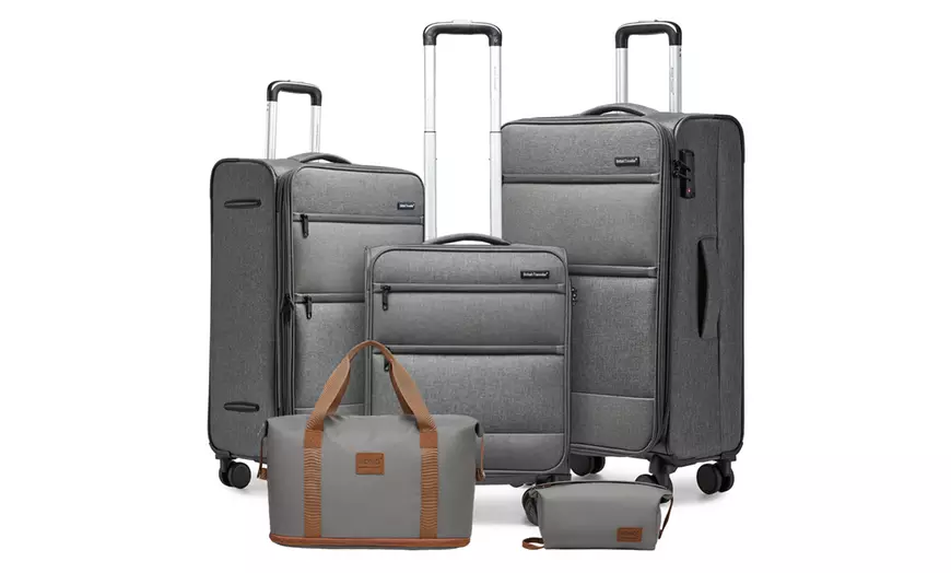 Image 8: Kono 5-Piece Suitcase Set; 20/24/28 Inch, Durable & TSA-Approved