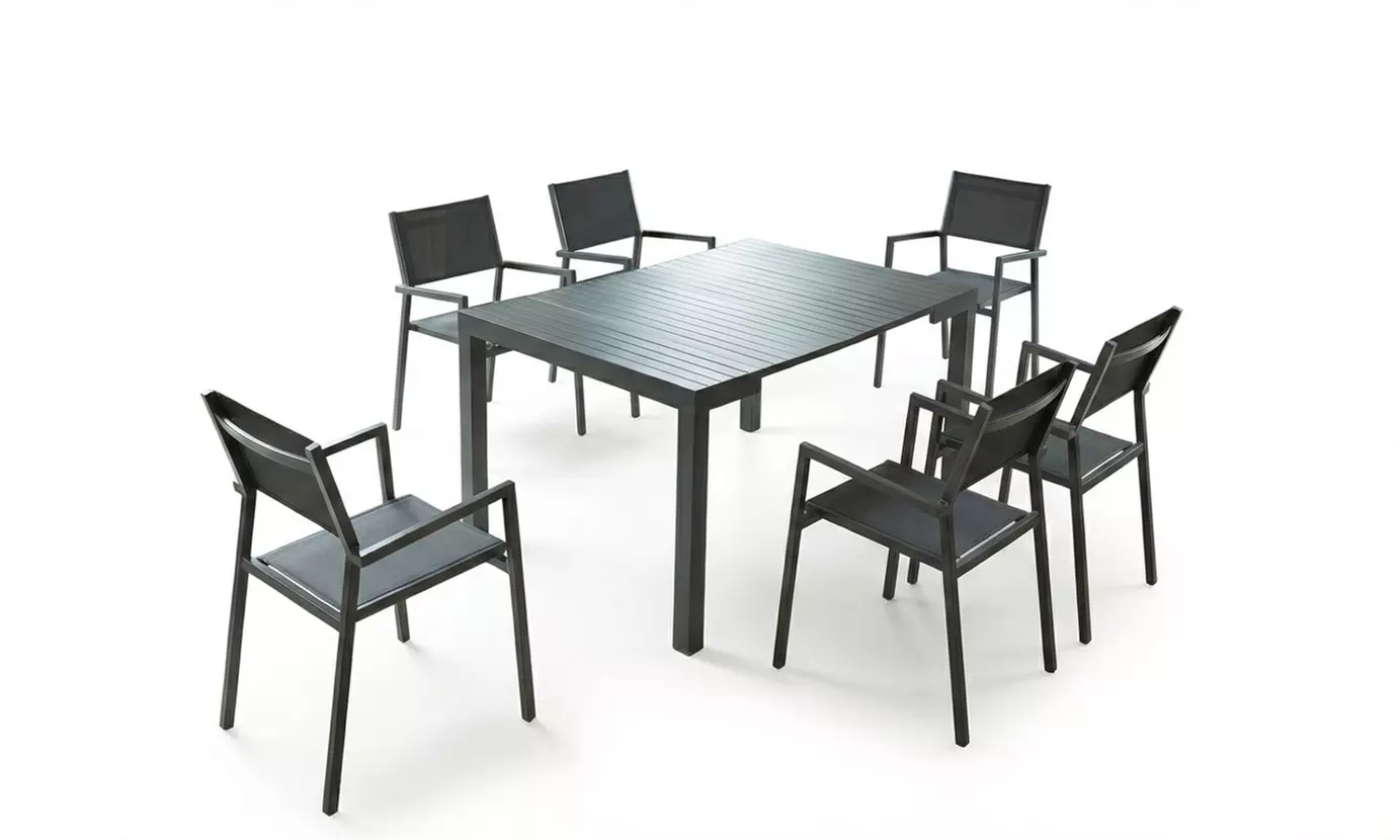 Console extensible "Lacos" de Kocoon en aluminium, chaises en option