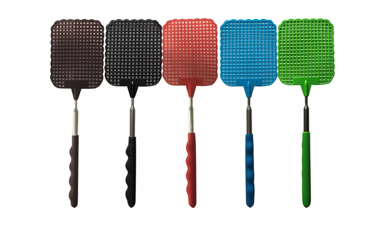 US 5-10 Pc Fly Swatters Extendable Durable Plastic Stainless Handle Bug Mosquito