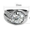 Image 4: Womens 1.38ct Round & Bagguete Cubic Zirconia Stainless Steel Wedding Ring Set 