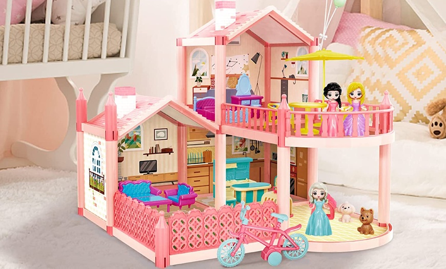 Image 16: 3D DIY Dollhouse Playset with Furniture and Figures for Kids
