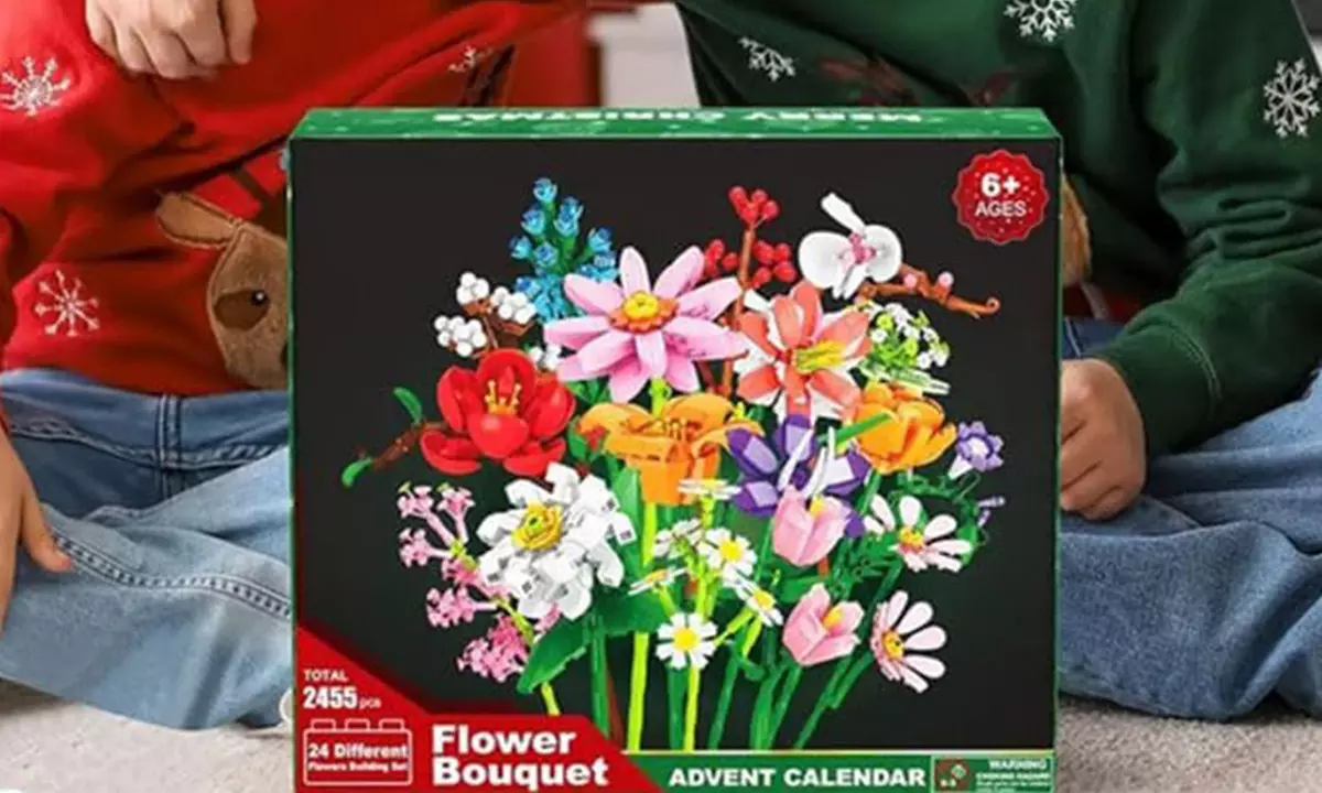 Adventskalender mit Blumenstrauß-Bausteinen